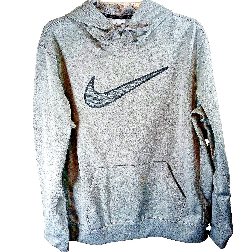 Vintage Nike Large Swoosh Check Mark Hoodie Size Large Pullover Therma Fit